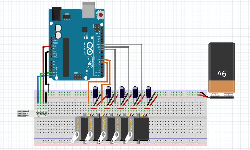 Schema Fritzing 5 Servo